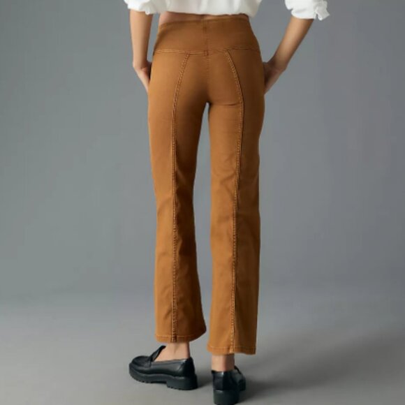 New with Tags Anthropologie Mid-Rise Crop Flare Pants in Brown, Size 28 - Picture 3 of 8